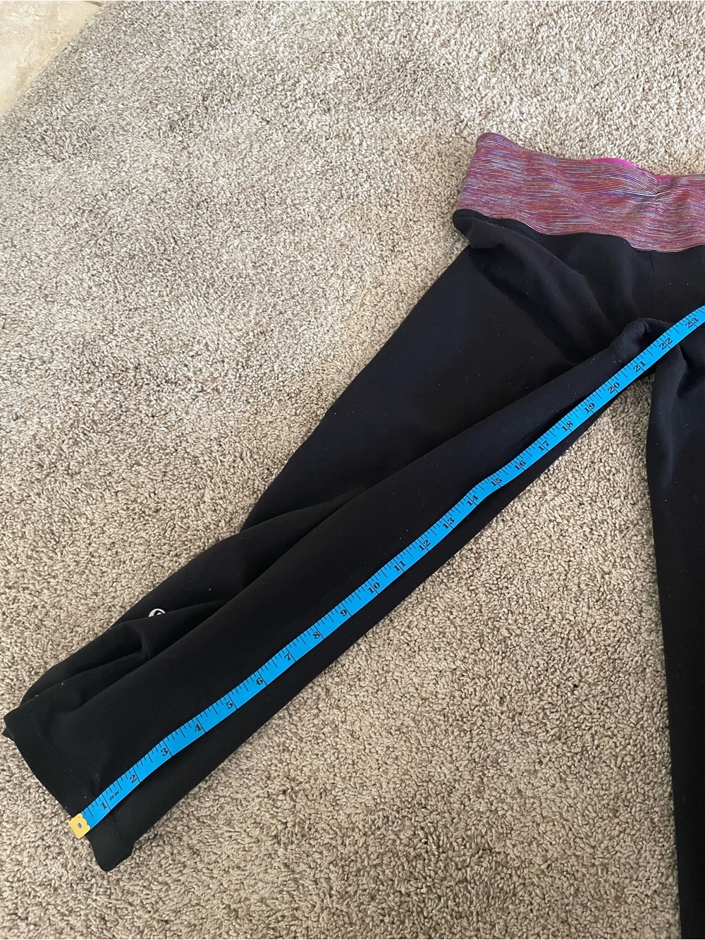 lululemon athletica Black Cropped Leggings with Pink Marled Waistband - Picture 8 of 9